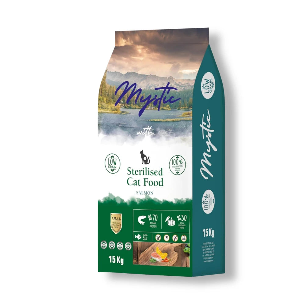 Mystic Az Tahıllı Somonlu Kısırlaştırılmış Yetişkin Kedi Maması 15 kg