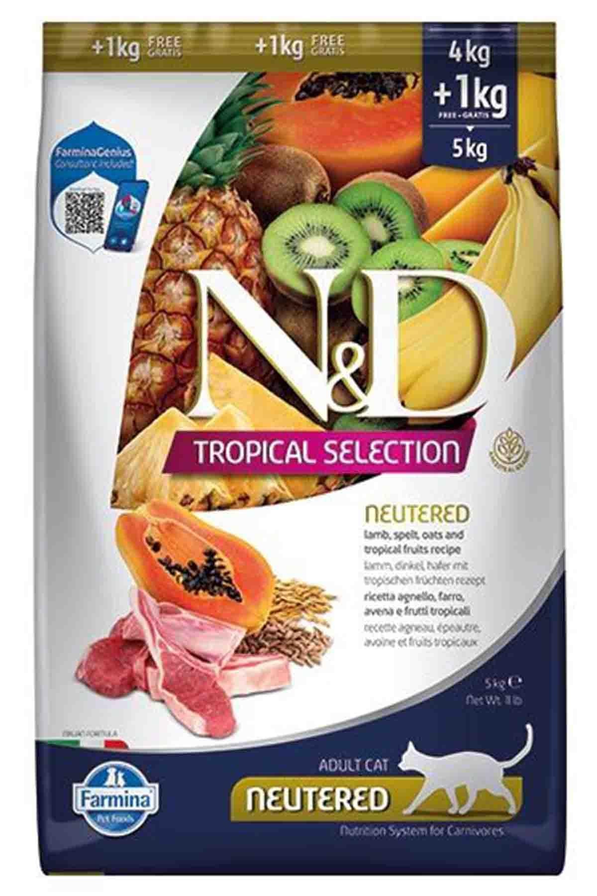N&D Tropical Selection Kuzu Etli Kısırlaştırılmış Yetişkin Kedi Maması 5 kg
