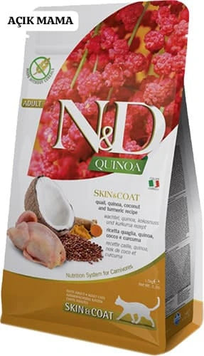 N&D Quinoa Skin Coat Bıldırcın Etli Yetişkin Kedi Maması 1.5 kg