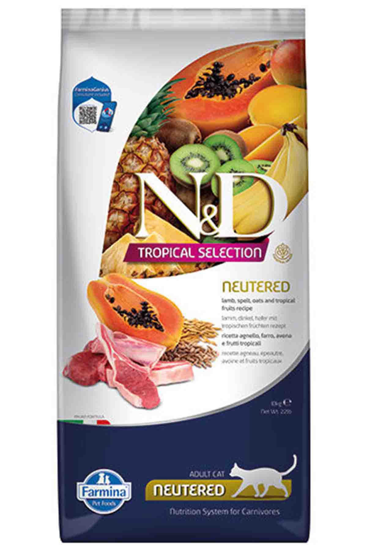 N&D Tropical Selection Kuzu Etli Kısırlaştırılmış Yetişkin Kedi Maması 10 kg