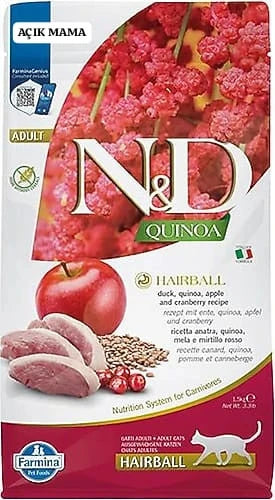 N&D Quinoa Hairball Ördekli Yetişkin Kedi Maması 1.5 kg