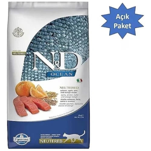 N&D Ocean Düşük Tahıllı Kısırlaştırılmış Somonlu ve Portakallı Yetişkin Kedi Maması 4 kg