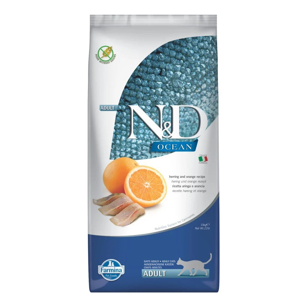N&D Ocean Tahılsız Ringa Balıklı ve Portakallı Yetişkin Kedi Maması 5 kg