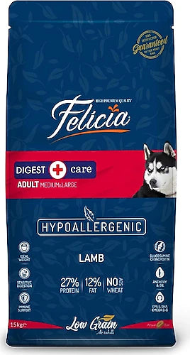 Felicia HypoAllergenic Orta ve Büyük Irk Kuzulu Düşük Tahıllı Yetişkin Köpek Maması 15kg