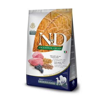 N&D Ancestral Grain Düşük Tahıllı Kuzu Etli ve Yaban Mersinli 12 kg Orta Büyük Irk Yetişkin Köpek Maması