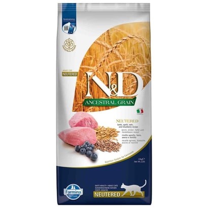 N&D Düşük Tahıllı Kısırlaştırılmış Kuzu Etli Yetişkin Kedi Maması 10 kg