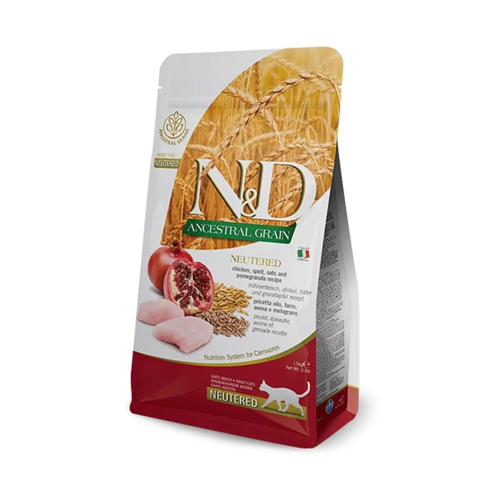 N&D Düşük Tahıllı Tavuklu ve Narlı Kısırlaştırılmış Yetişkin Kedi Maması 2 kg