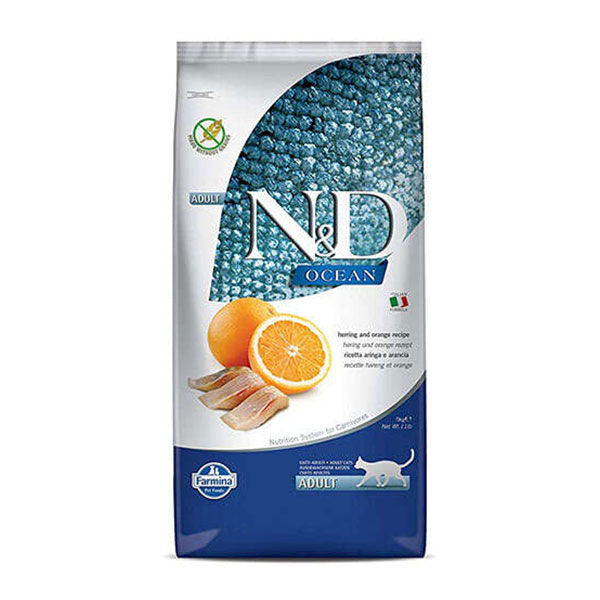 N&D Ocean Tahılsız Ringa Balıklı ve Portakallı Yetişkin Kedi Maması 10 kg