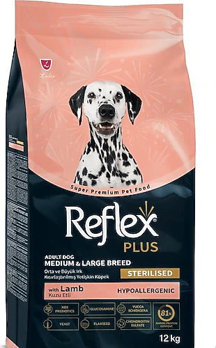 Reflex Plus Kuzu Etli 12 kg Orta ve Büyük Irk Kısırlaştırılmış Yetişkin Köpek Maması