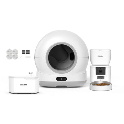Xenon Smart Akıllı Otomatik Kedi Tuvaleti Paslanmaz Çelik Kaseli Mama Kabı Su Pınarı ve Filtre 4'lü Pet Seti